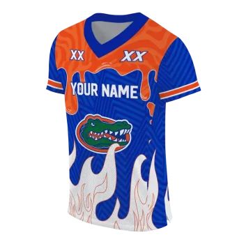 customized florida gators dripping flames blue white jersey fashion forward