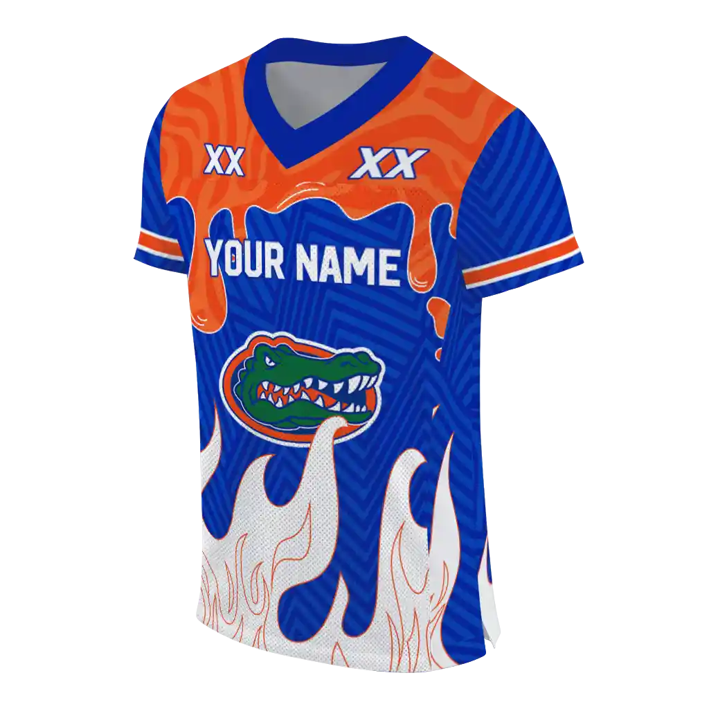 customized florida gators dripping flames blue white jersey fashion forward customized florida gators dripping flames blue white jersey fashion forward