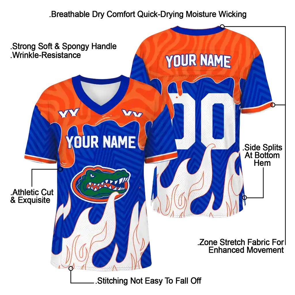 customized florida gators dripping flames blue white jersey latest model customized florida gators dripping flames blue white jersey latest model
