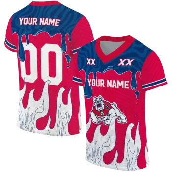 customized fresno state bulldogs dripping flames red white jersey best selling