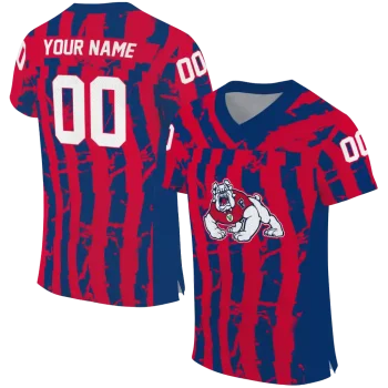 customized fresno state bulldogs stripe splatter red jersey best selling