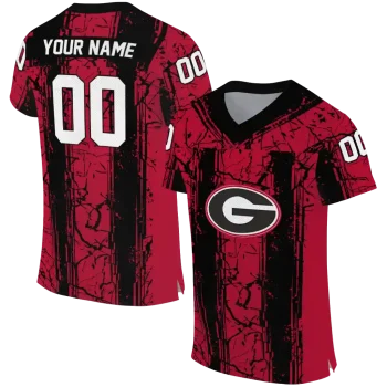 customized georgia bulldogs rugged stripes red jersey best selling