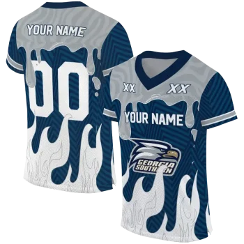customized georgia southern eagles dripping flames blue white jersey best selling