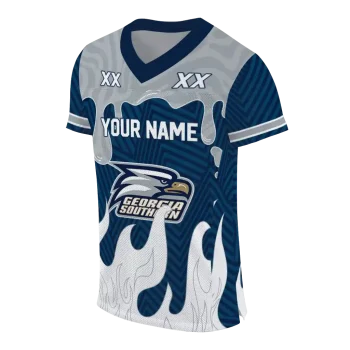 customized georgia southern eagles dripping flames blue white jersey fashion forward