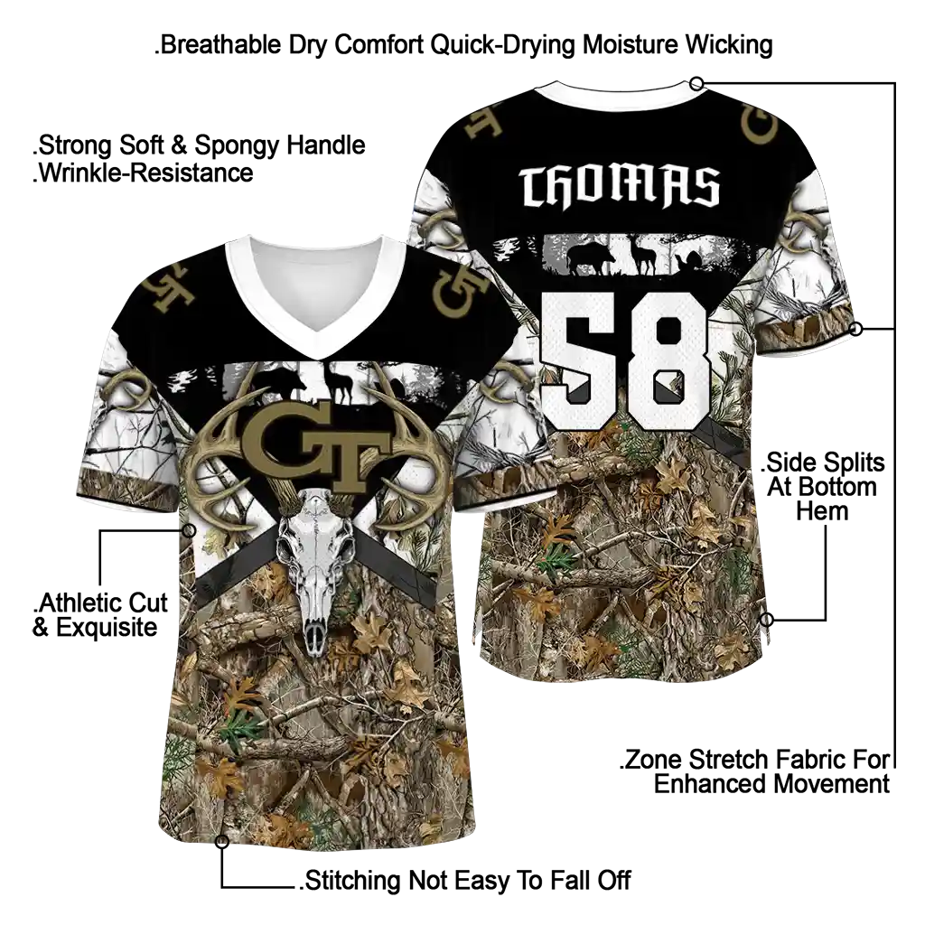 customized georgia tech yellow jackets antler skull camouflage hunting jersey latest model customized georgia tech yellow jackets antler skull camouflage hunting jersey latest model