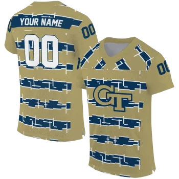 customized georgia tech yellow jackets layered grids gold jersey best selling