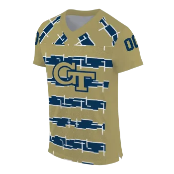 customized georgia tech yellow jackets layered grids gold jersey fashion forward