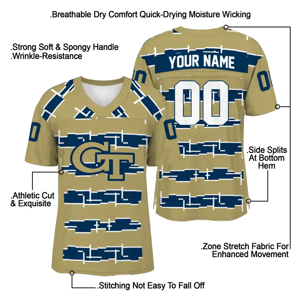 customized georgia tech yellow jackets layered grids gold jersey latest model customized georgia tech yellow jackets layered grids gold jersey latest model