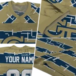 customized georgia tech yellow jackets layered grids gold jersey best selling