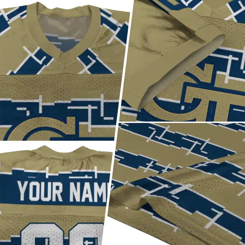 customized georgia tech yellow jackets layered grids gold jersey new arrival customized georgia tech yellow jackets layered grids gold jersey new arrival