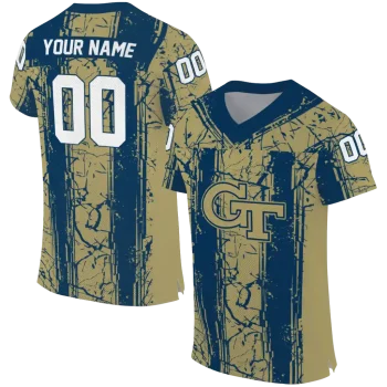customized georgia tech yellow jackets rugged stripes gold jersey best selling