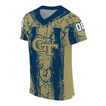 customized georgia tech yellow jackets rugged stripes gold jersey fashion forward