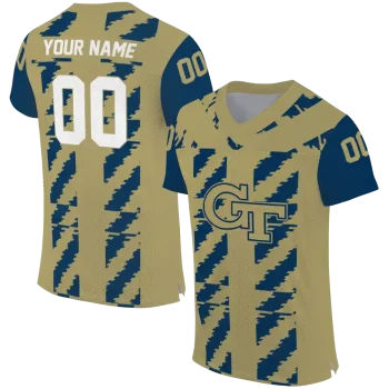 customized georgia tech yellow jackets stripe block gold jersey best selling