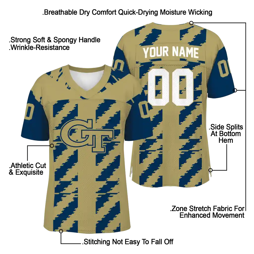 customized georgia tech yellow jackets stripe block gold jersey latest model customized georgia tech yellow jackets stripe block gold jersey latest model