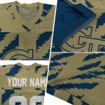 customized georgia tech yellow jackets stripe block gold jersey best selling