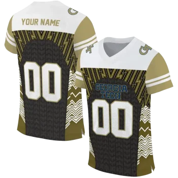 customized georgia tech yellow jackets tire arrows gold black white jersey best selling