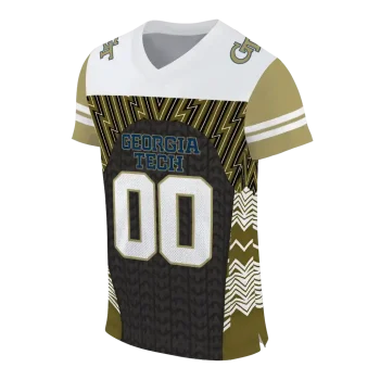 customized georgia tech yellow jackets tire arrows gold black white jersey fashion forward