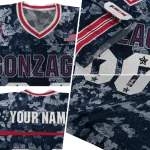 customized gonzaga bulldogs camouflage abstract blue jersey best selling