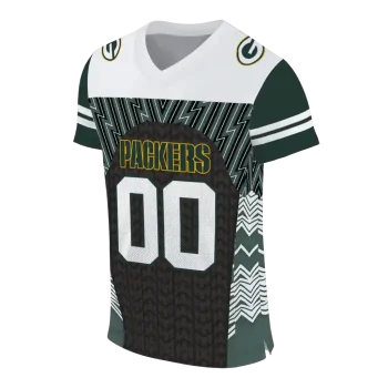 customized green bay packers tire arrows green black white jersey fashion forward