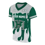 customized hawaii rainbow warriors dripping flames green white jersey best selling