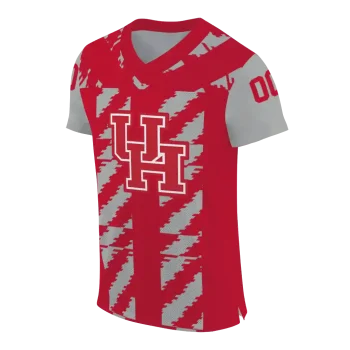 customized houston cougars stripe block red jersey fashion forward