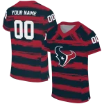 customized houston texans art stripe blue jersey best selling
