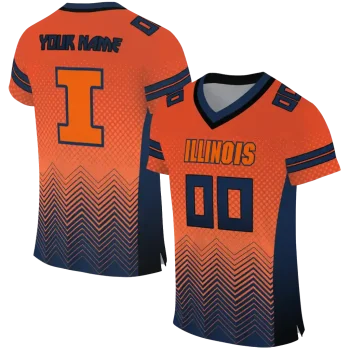 customized illinois fighting illini halftone sweep orange black jersey best selling