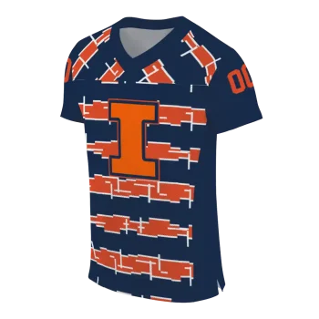 customized illinois fighting illini layered grids blue jersey fashion forward