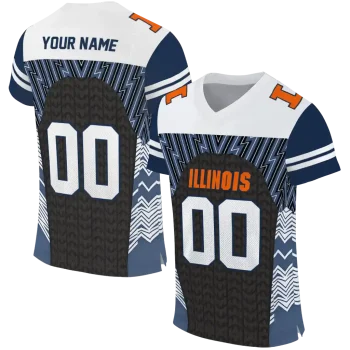 customized illinois fighting illini tire arrows blue black white jersey best selling