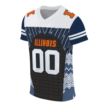 customized illinois fighting illini tire arrows blue black white jersey fashion forward