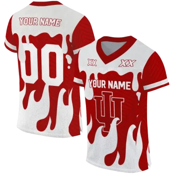 customized indiana hoosiers dripping flames red white jersey best selling