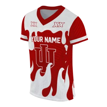 customized indiana hoosiers dripping flames red white jersey fashion forward