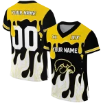 customized iowa hawkeyes dripping flames black white jersey best selling
