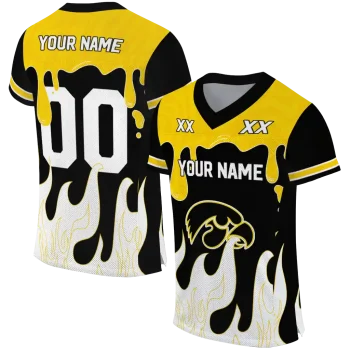 customized iowa hawkeyes dripping flames black white jersey best selling