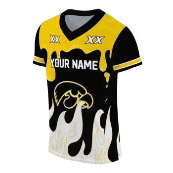 customized iowa hawkeyes dripping flames black white jersey fashion forward