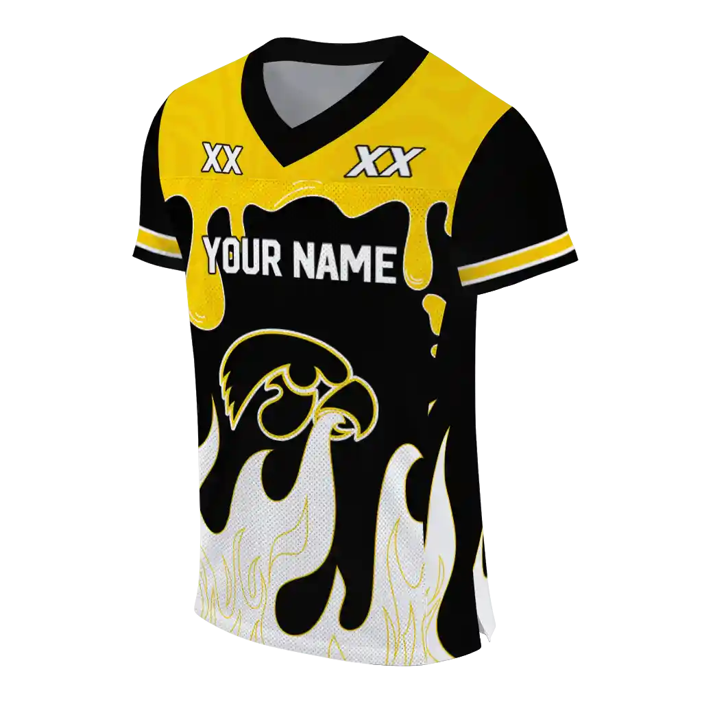 customized iowa hawkeyes dripping flames black white jersey fashion forward customized iowa hawkeyes dripping flames black white jersey fashion forward