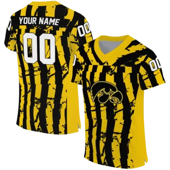 customized iowa hawkeyes stripe splatter black jersey best selling
