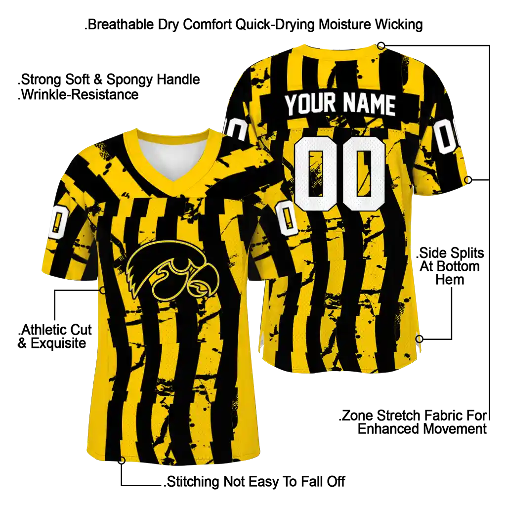 customized iowa hawkeyes stripe splatter black jersey latest model customized iowa hawkeyes stripe splatter black jersey latest model