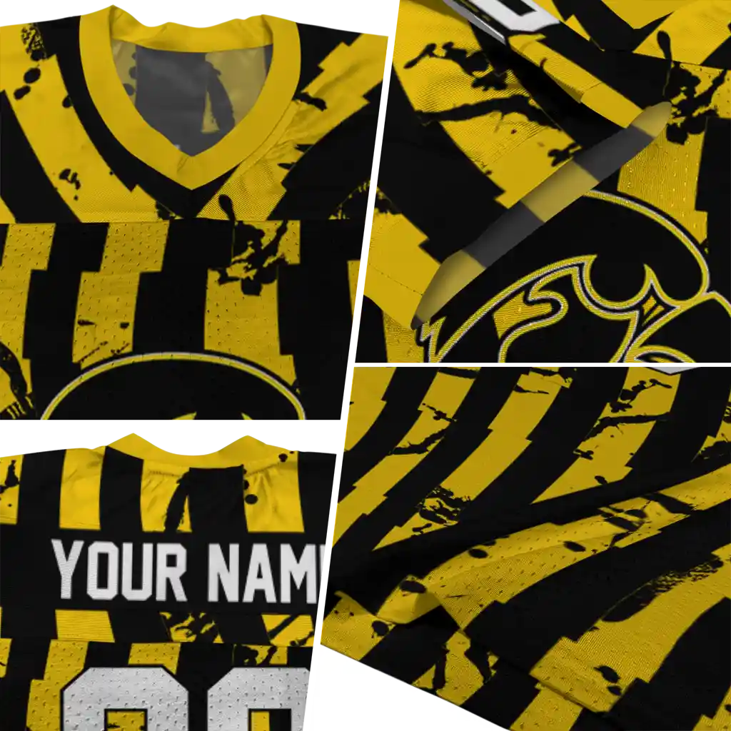 customized iowa hawkeyes stripe splatter black jersey new arrival customized iowa hawkeyes stripe splatter black jersey new arrival