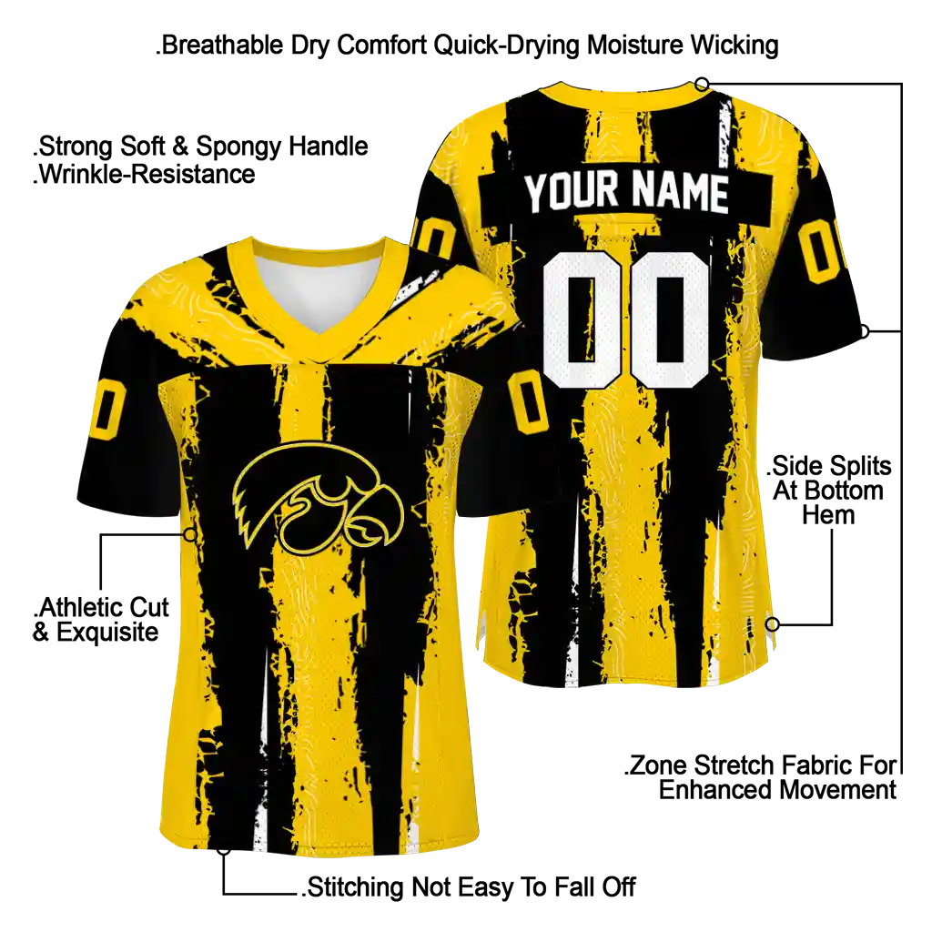 customized iowa hawkeyes striped texture black jersey latest model customized iowa hawkeyes striped texture black jersey latest model
