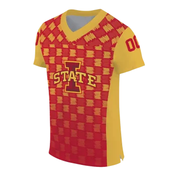 customized iowa state cyclones stacked rectangle red jersey fashion forward
