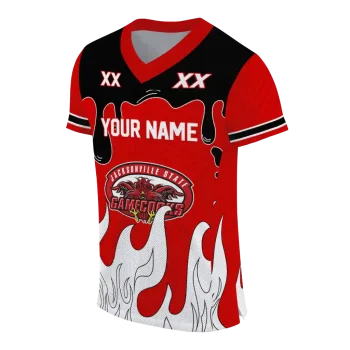 customized jacksonville state gamecocks dripping flames red white jersey fashion forward