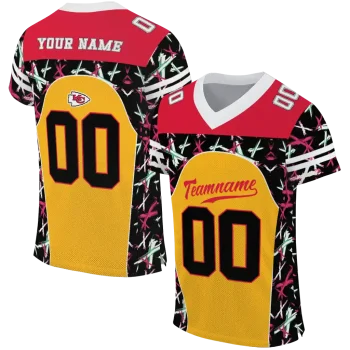 customized kansas city chiefs brushstroke xs gold black jersey best selling