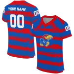 customized kansas jayhawks art stripe blue jersey best selling