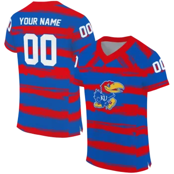 customized kansas jayhawks art stripe blue jersey best selling