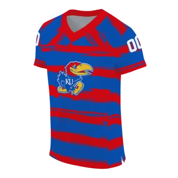 customized kansas jayhawks art stripe blue jersey fashion forward