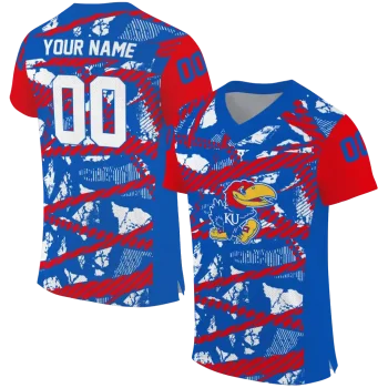 customized kansas jayhawks camo shatter blue jersey best selling