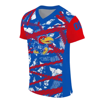 customized kansas jayhawks camo shatter blue jersey fashion forward