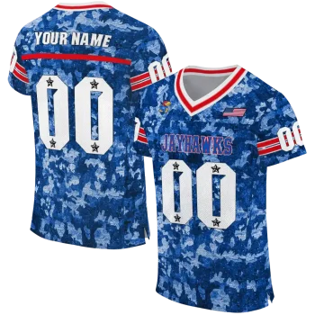 customized kansas jayhawks camouflage abstract blue jersey best selling