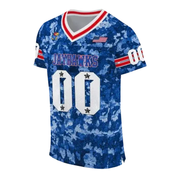 customized kansas jayhawks camouflage abstract blue jersey fashion forward